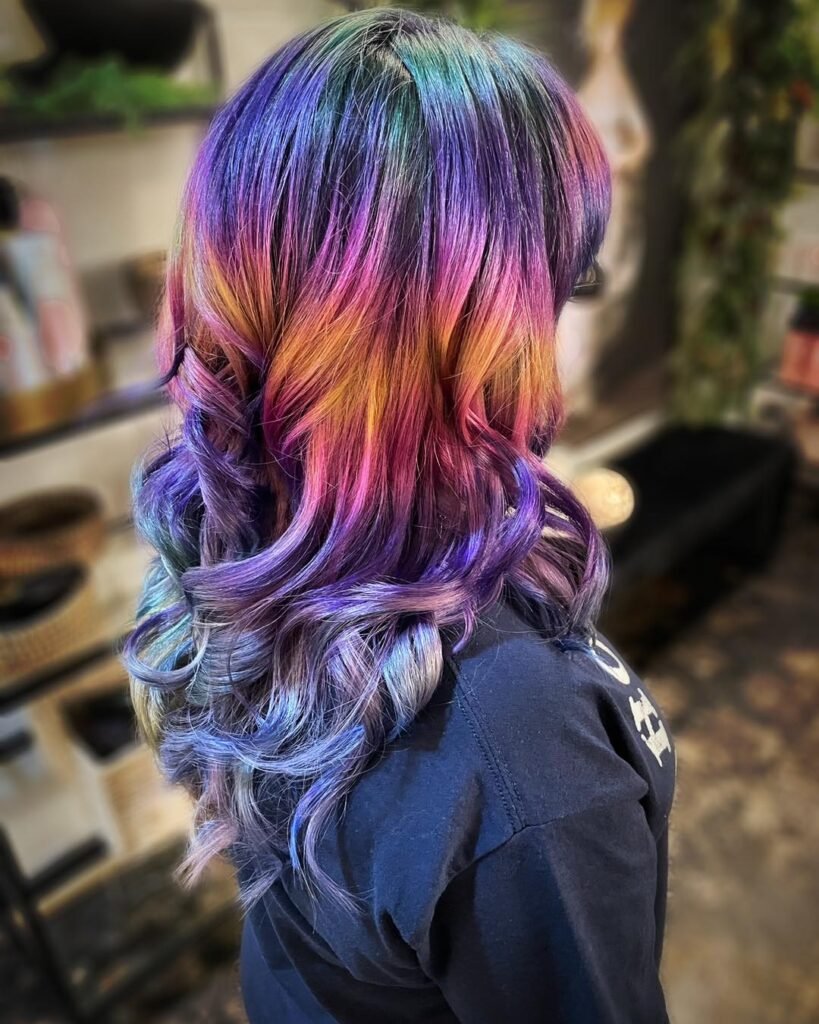 rainbow haircolor by sara sosnowski hair salon in bartlesville OK